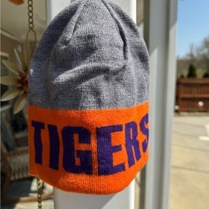 Kids Gray and Orange 'TIGERS' Knit Beanie